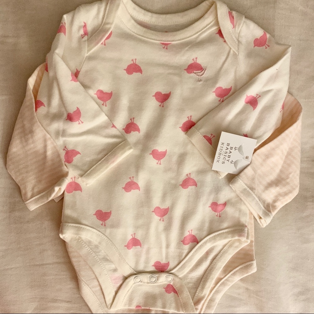 White and Pink Onesies - Bird & Stripe
